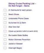 Image of Disney cruise packing list